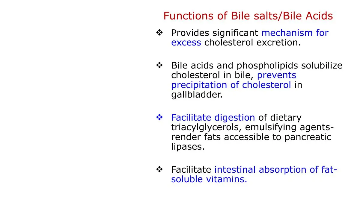 Four functions of bile salts and bile acids