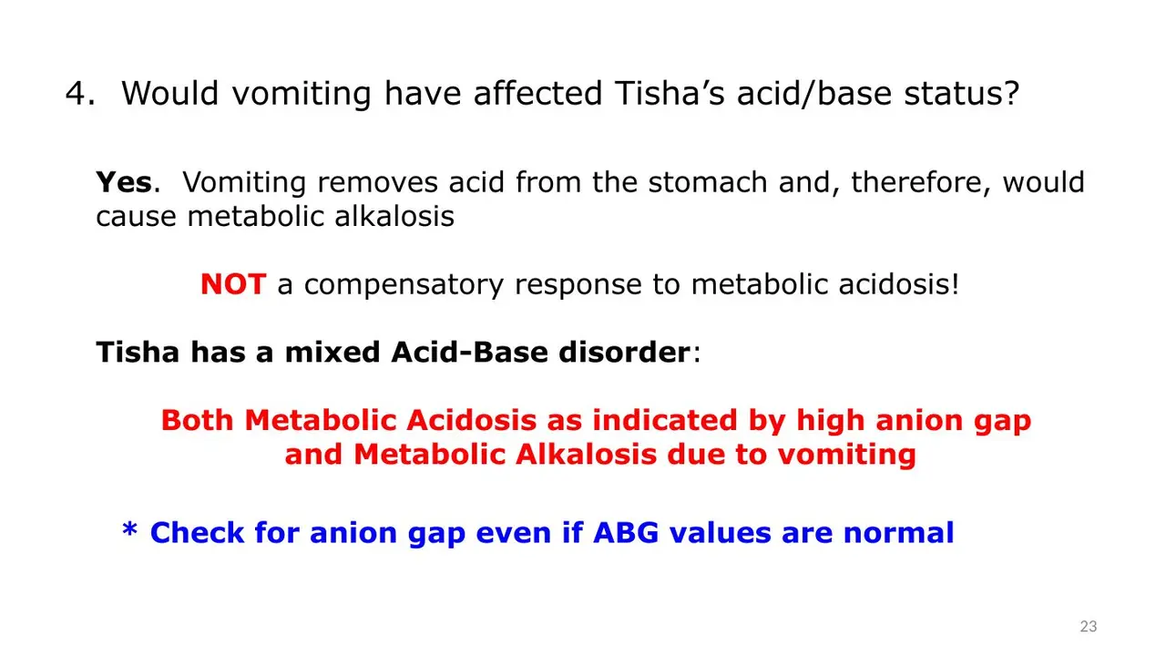Vomiting adds metabolic alkalosis, not compensation: a mixed disorder