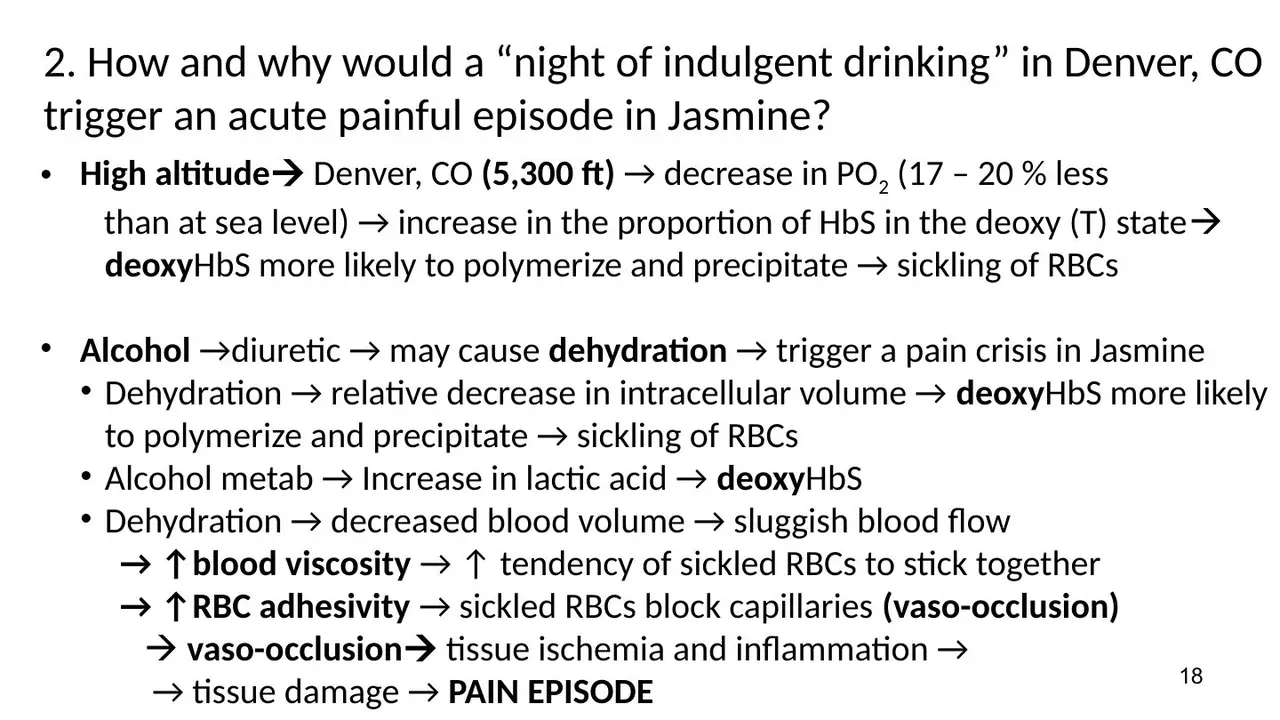 Altitude lowers PO2 17–20%; alcohol dehydrates and raises lactic acid