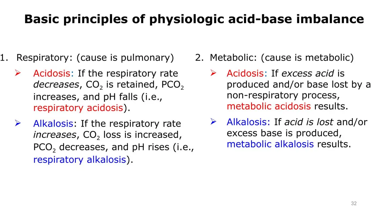 Review slide: the respiratory and metabolic principles side by side.