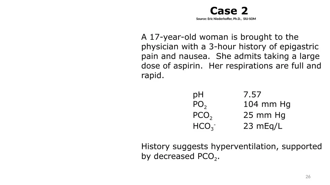 Case 2: aspirin overdose with full, rapid breathing