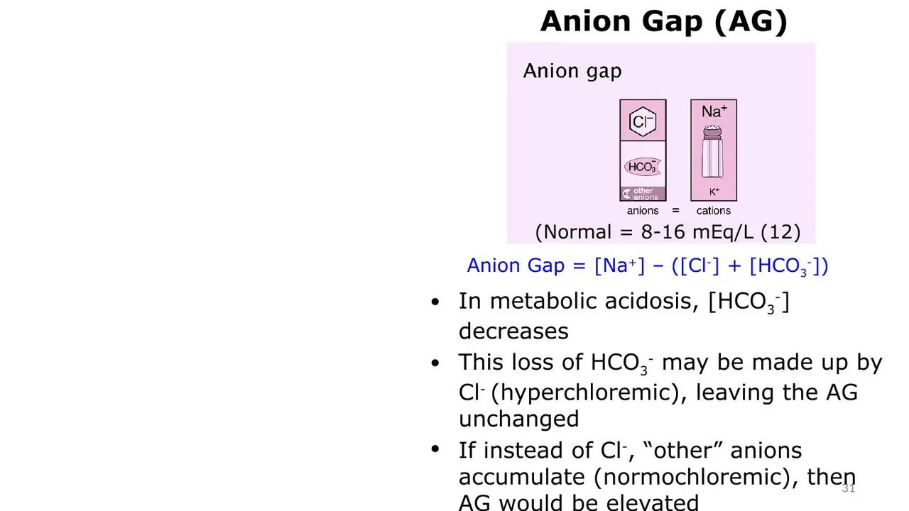 Hyperchloraemic (normal gap) vs normochloraemic (high gap); normal 8–16
