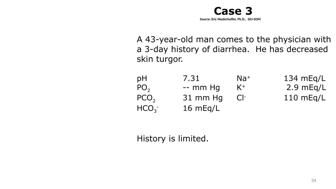 Case 3: three days of diarrhoea, with electrolytes