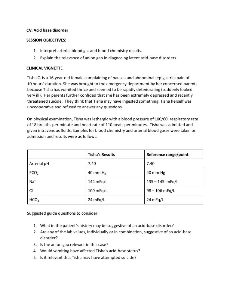 Case handout: same vignette, plus IV fluids on admission