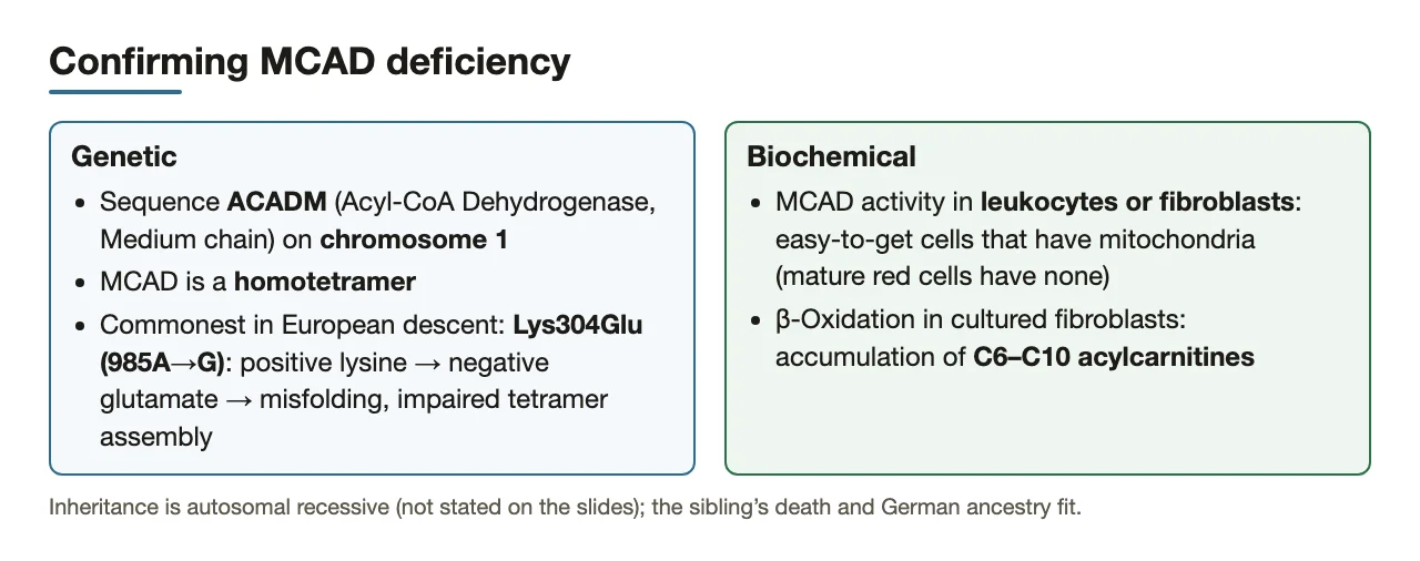 Gene, common mutation and enzyme tests, and why leukocytes or fibroblasts