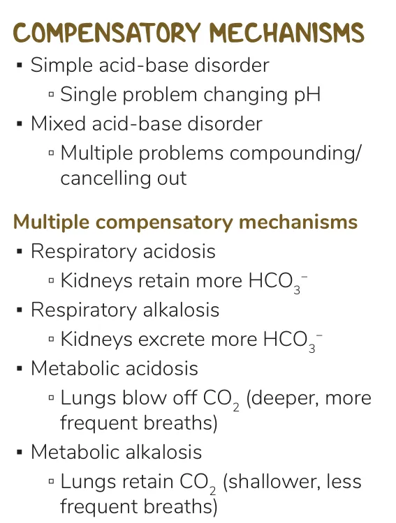 Osmosis notes: simple vs mixed disorders and each compensatory mechanism