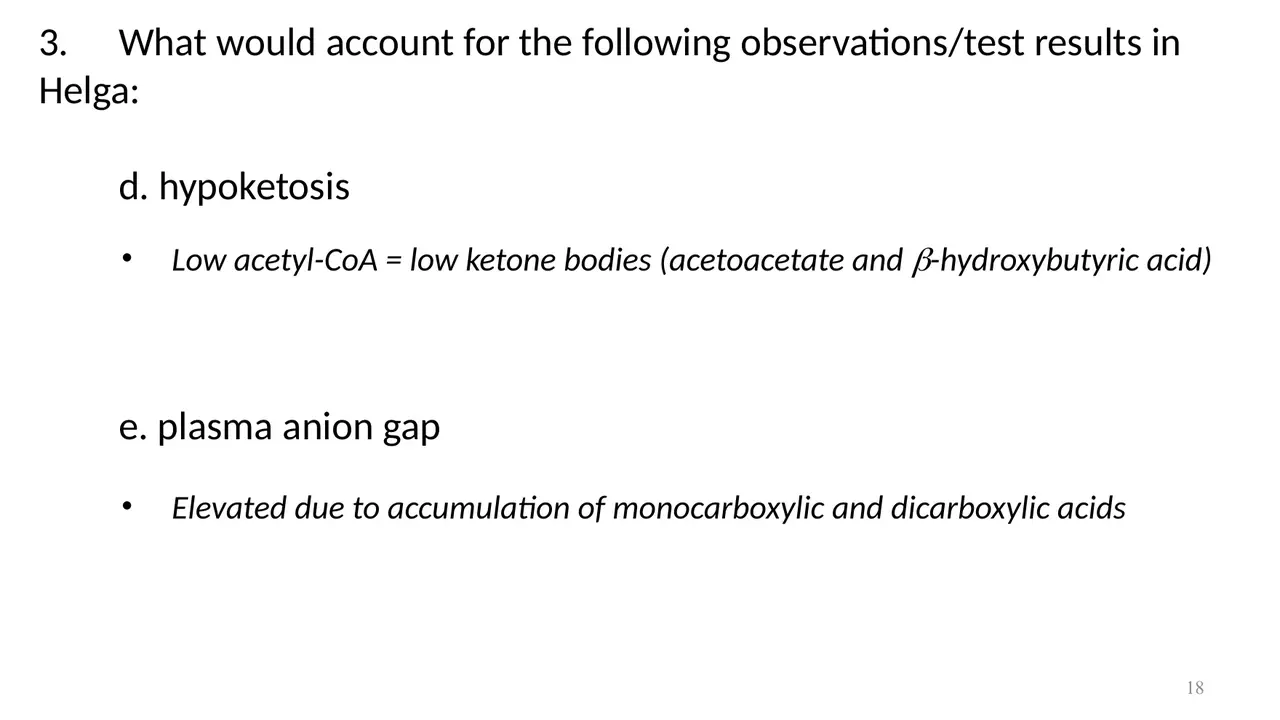 Vignette: low acetyl-CoA means low ketones; gap from mono- and dicarboxylic acids