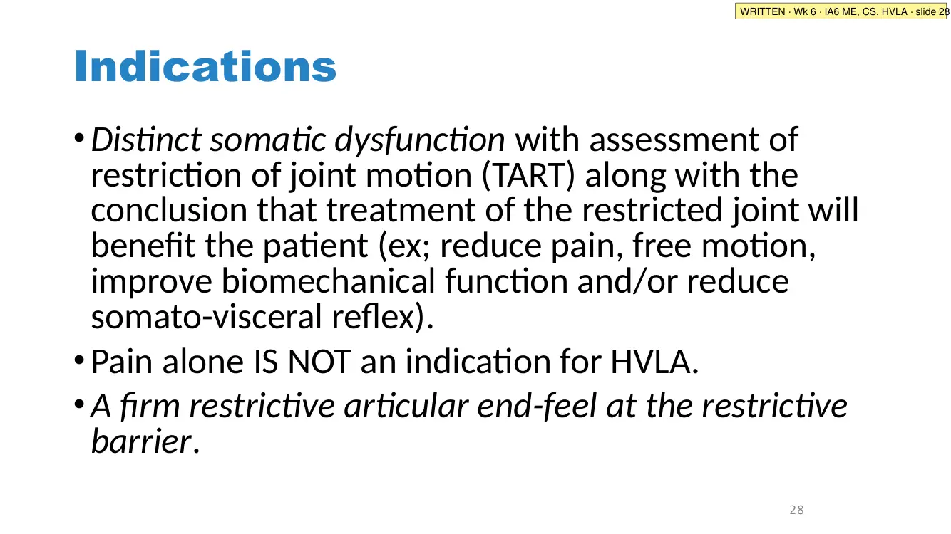 IA6 slide 28: HVLA indications